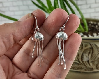 Jellyfish Sterling silver earrings for women handmade in quebec
