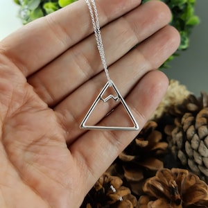 Mountain necklace, Mountain pendant, mountain necklace 925 silver, mountain climbing jewelry, simple mountain necklace