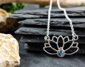 lotus flower necklace, moonstone and lotus, lotus flower jewelry, lotus flower necklace, 925 silver lotus, moonstone pendant, lotus pendant