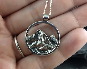 Mountain necklace, Mountain pendant, mountain necklace 925 silver, mountain climbing jewelry, mountains are calling, silver mountain jewelry
