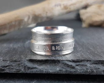 Everything is gonna be fine silver meditation ring for women