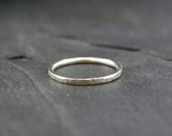 Stacking ring made of  hammered sterling silver