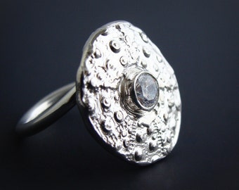Sterling Silver Sea Urchin Ring with 5mm Cubic Zircon