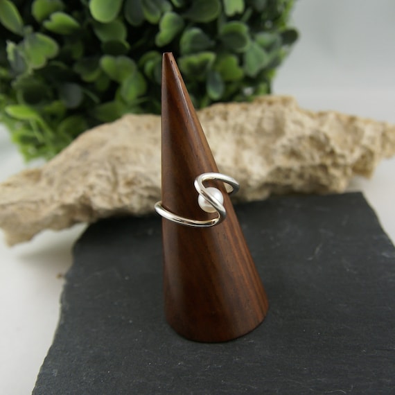 Bague Argent sterling, Bague perle cachée, bijou femme argent 925, bague minimaliste, bijou original fait au Québec, création canadienne