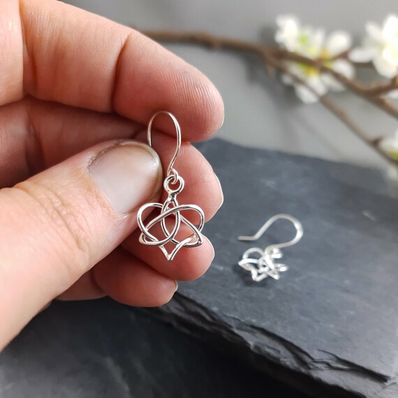 Orecchini A Nodo Celtico A Forma Di Cuore In Argento 925, Gioiello Simbolo Di Amore Infinito, Idea Regalo Per Donna - 3