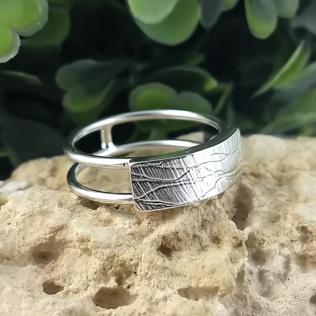 Silver Ring Patterned Pattern Ring, Textured Ring, Original Ring Design, Montreal Ring ...