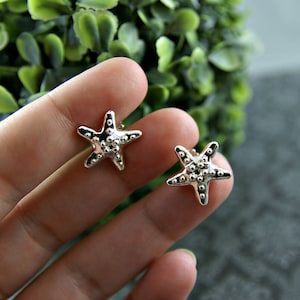 Starfish Sterling silver Earrings, starfish jewelry, starfish silver studs, starfish earrings,  925 silver starfish, sealife jewelry