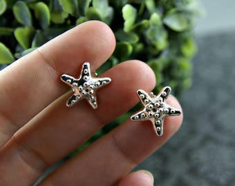 Starfish Sterling silver Earrings, starfish jewelry, starfish silver studs, starfish earrings,  925 silver starfish, sealife jewelry
