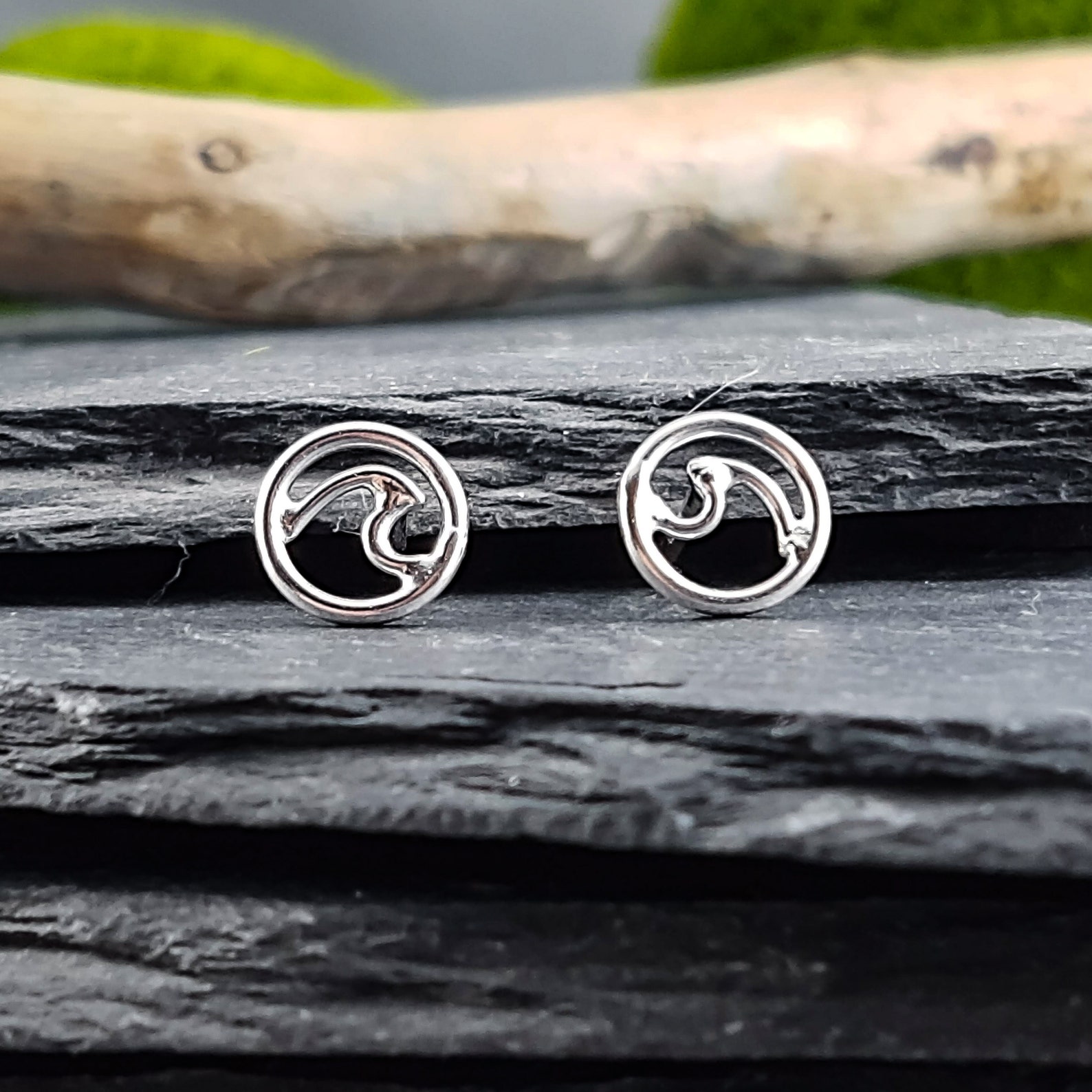 Tiny Surf Studs Tsunami Jewelry Wave Earrings Silver Diving Etsy