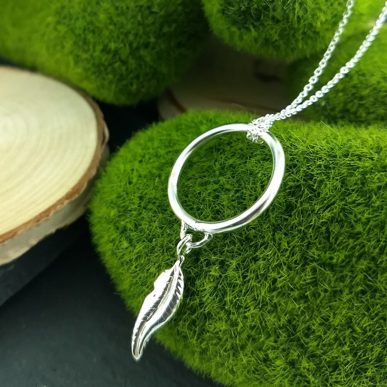 Feather Pendant Feather Necklace Silver Feather Pendant Etsy