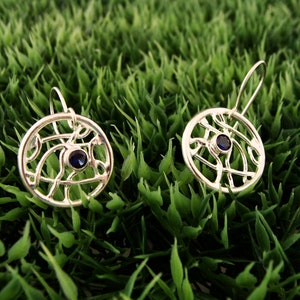 Dream Catchers Earrings made of Sterling Silver with Peridot or Blue Lab Saphire image 4