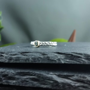 Bague Diamant Brut Bleu 0.50 Ct - Argent 925 - Taille 7.5 - Diamant Non Taillé Naturel