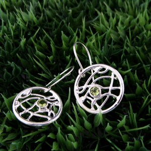 Dream Catchers Earrings made of Sterling Silver with Peridot or Blue Lab Saphire image 3
