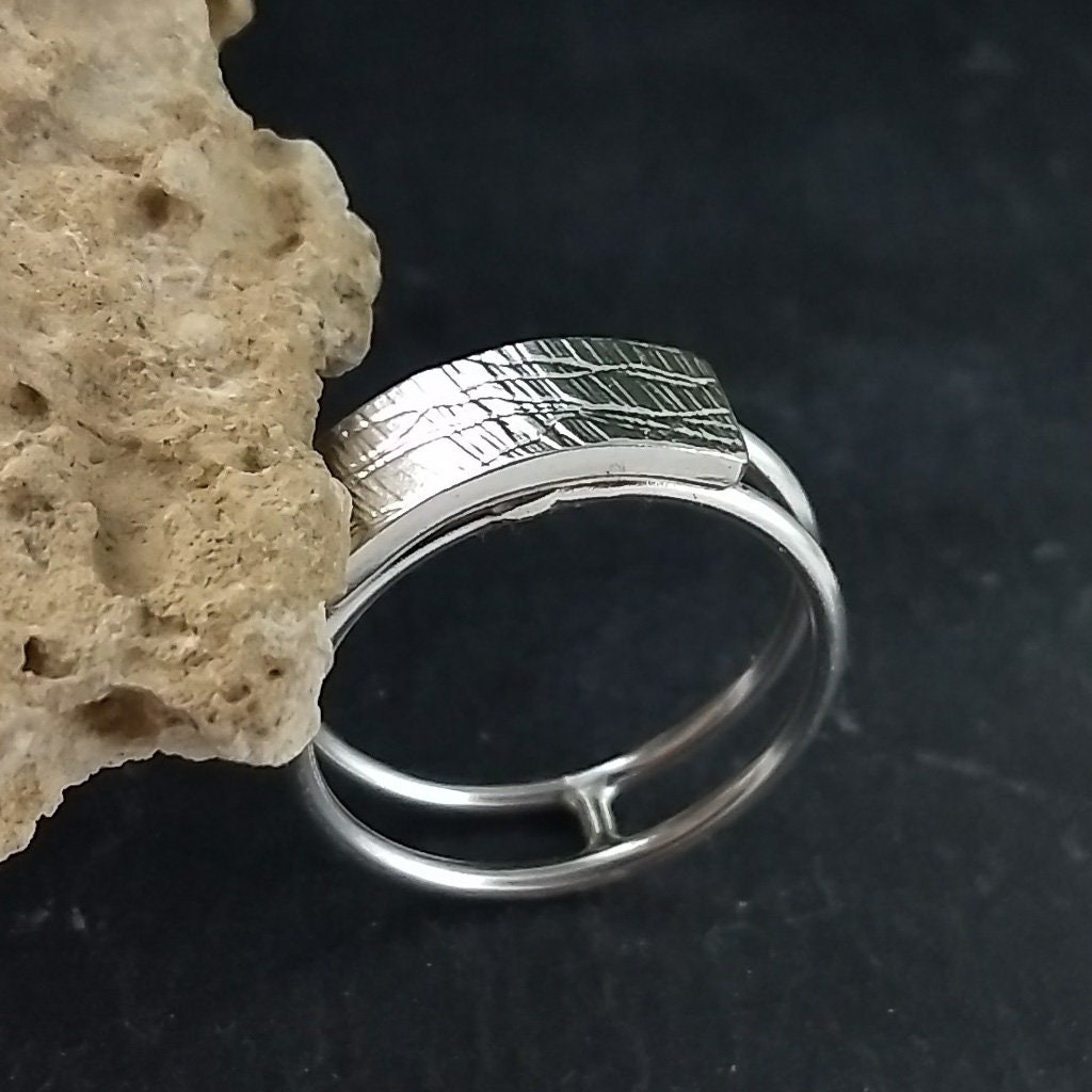 Silver Ring Patterned Pattern Ring, Textured Ring, Original Ring Design, Montreal Ring ...