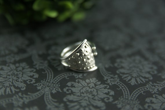 Bague argent sterling 925 oursin de mer ajustable pour femme