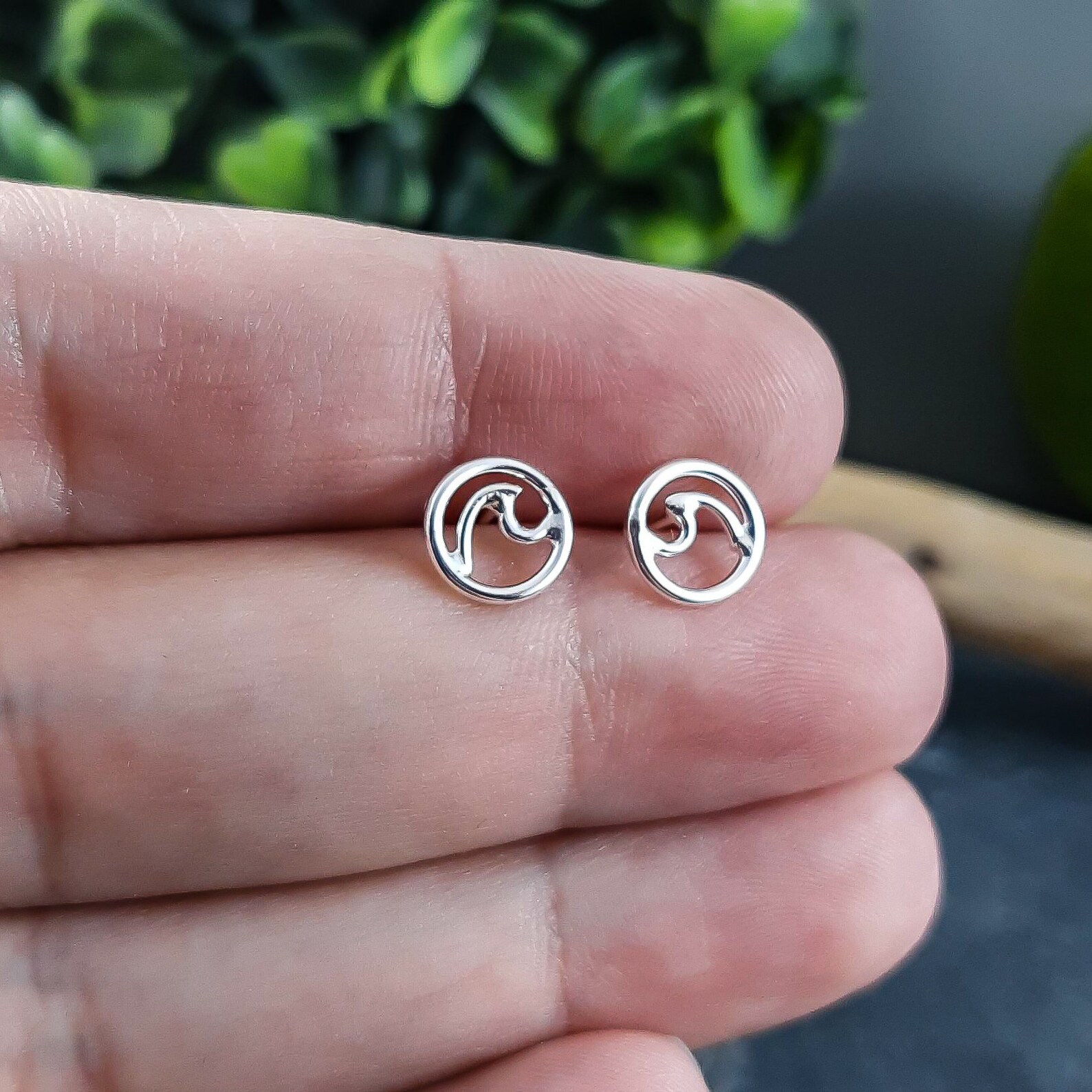 Tiny Surf Studs Tsunami Jewelry Wave Earrings Silver Diving Etsy