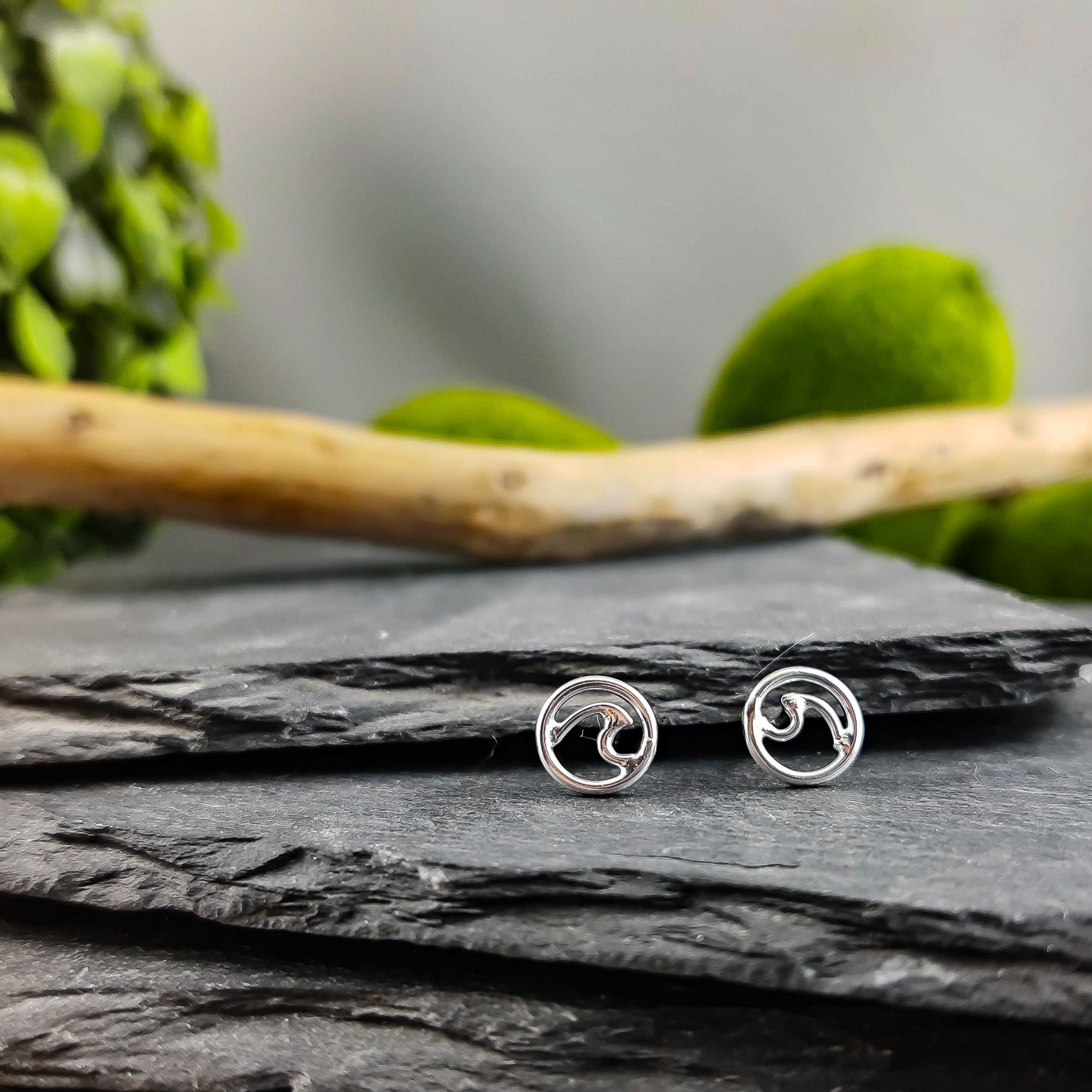 Tiny Surf Studs Tsunami Jewelry Wave Earrings Silver Diving Etsy