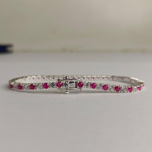 5ct round cut ruby/white lab created diamond wedding birthday Bracelets 14k white gold Finish