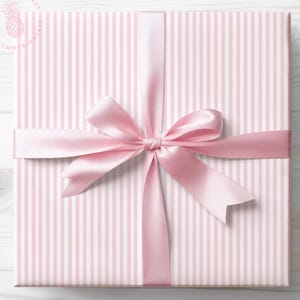 Carta da regalo rosa French Country, carta da regalo Grandmillennial, strisce rosa e bianche acquerello, vita costiera, baby shower, regalo per lei