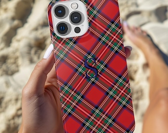 Royal Stewart Tartan Slim Phone Case, Plaid Personalized Smartphone Case, Christmas Phone Case