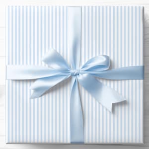 Blue French Country Gift Wrap, Grandmillennial Wrapping Paper, Watercolor Blue and White Stripes, Coastal Living, Baby Shower, Gift for Her