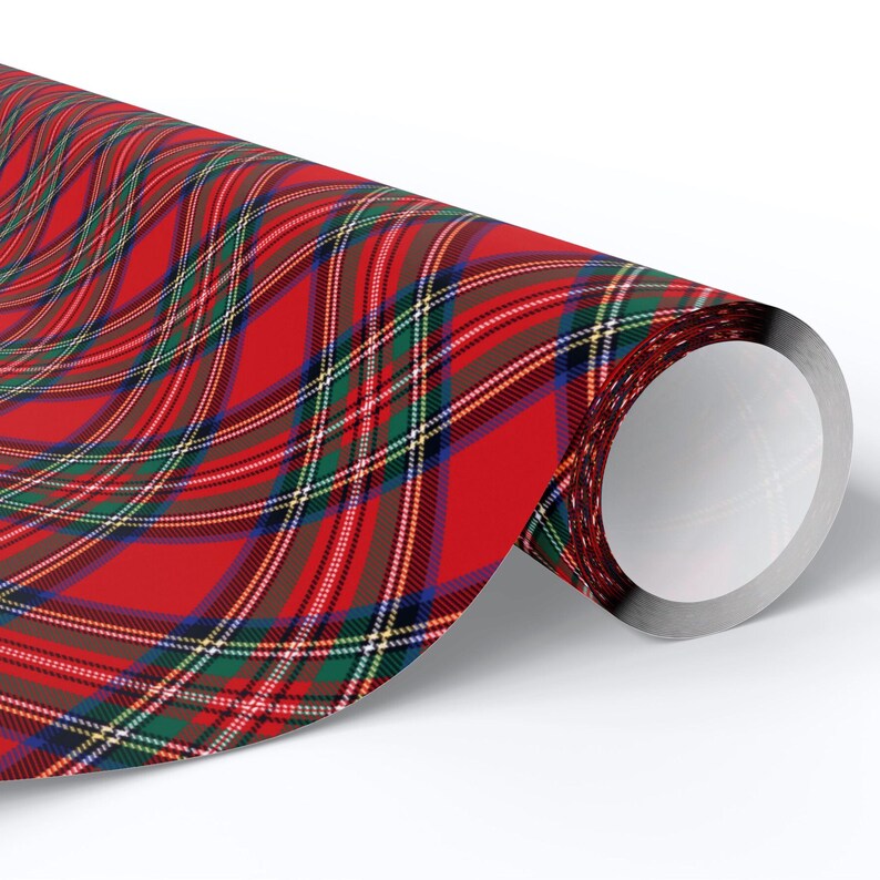 Royal Stewart Tartan Gift Wrap, Plaid Wrapping Paper, Christmas Decor image 2
