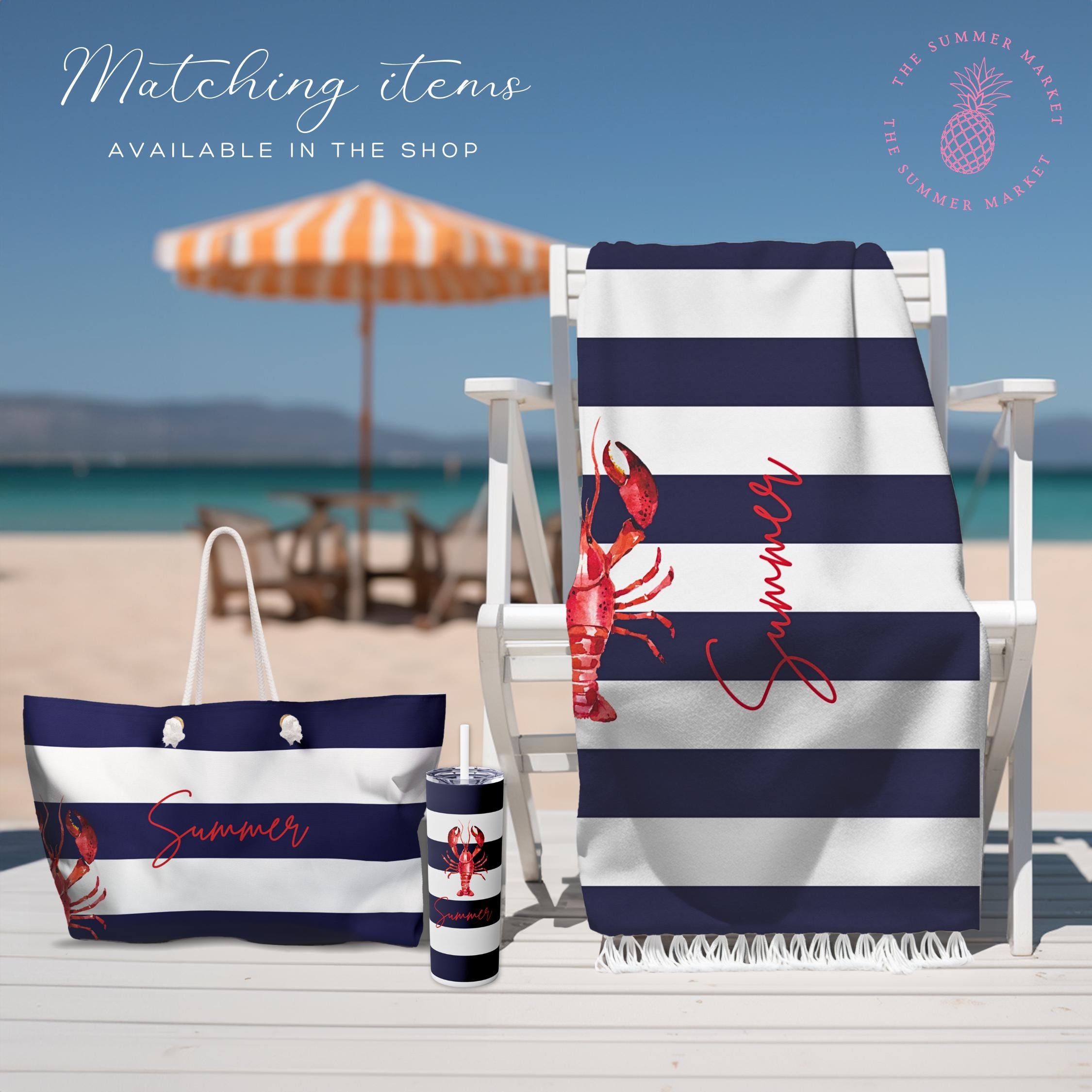 Grande Couverture De Plage Metier – Rayures Rouges Et Bleues – Coton – Neuve