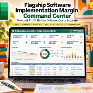 Software Implementation Margin Command Center | Profit Forecast Dashboard (Excel Template)