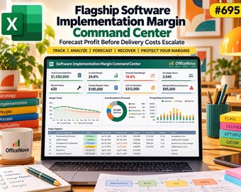 Software Implementation Margin Command Center | Profit Forecast Dashboard (Excel Template)