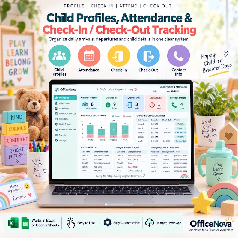 Daycare Daily Report Spreadsheet, Childcare Feeding Activity Tracker ...
