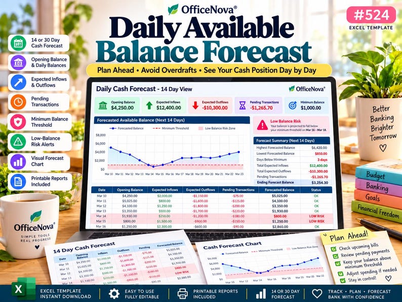 Checking Account Balance Tracker Excel, Pending Transactions, Overdraft ...