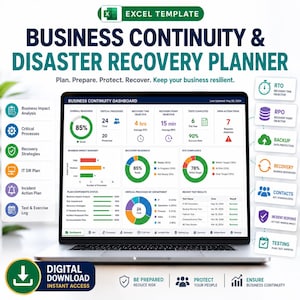 Business Continuity Disaster Recovery Planner | Impact Analysis, Recovery Strategies (Digital Download)