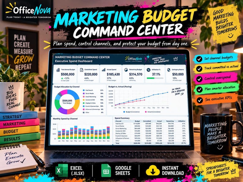 Marketing Budget Spreadsheet | Channel Allocation, Campaign Budget ...