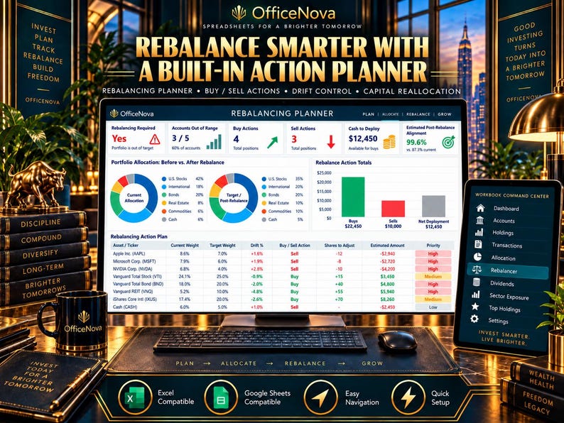 Stock Portfolio Tracker Spreadsheet, ETF Investment Tracker, Asset ...
