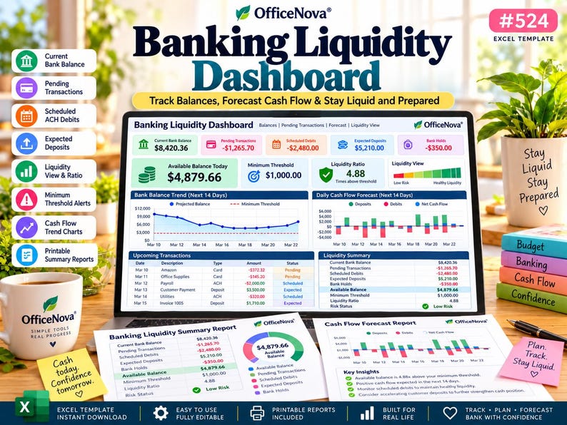 Checking Account Balance Tracker Excel, Pending Transactions, Overdraft ...