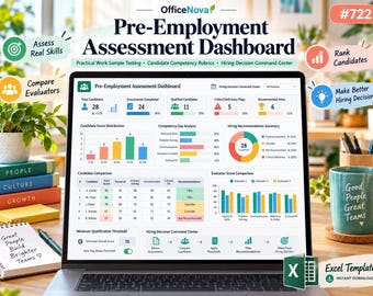 Pre-Employment Skills Assessment Excel Template | Practical Work Sample Testing, Candidate Evaluation Scorecard (Digital Download)