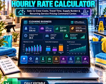 Cleaning Business Hourly Rate Calculator | Solo vs Crew Pricing (Excel Template)