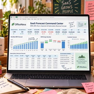 SaaS MRR ARR Forecast Excel Template | Churn, Expansion, NRR, Grr, Subscription Revenue Model & Dashboard