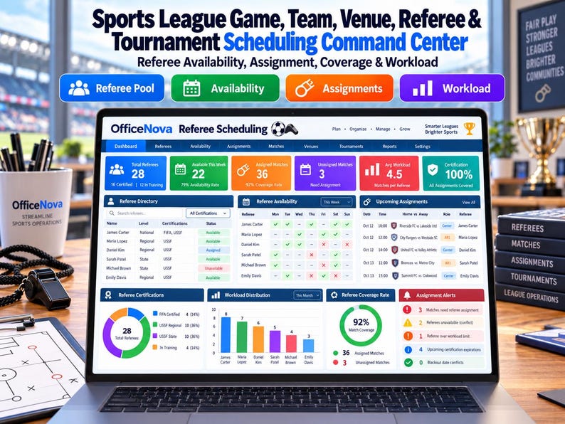 Sports League Scheduling Spreadsheet, Team Venue Referee Tournament ...