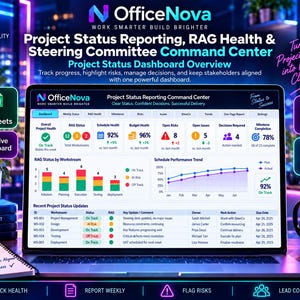 Project Status Report Excel Template | RAG Health Dashboard | Steering Committee Tracker | PMO Management Spreadsheet