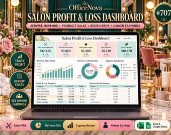 Salongens resultat- och förlustöversikt | Excel-mall för ekonomisk förvaltning av spa