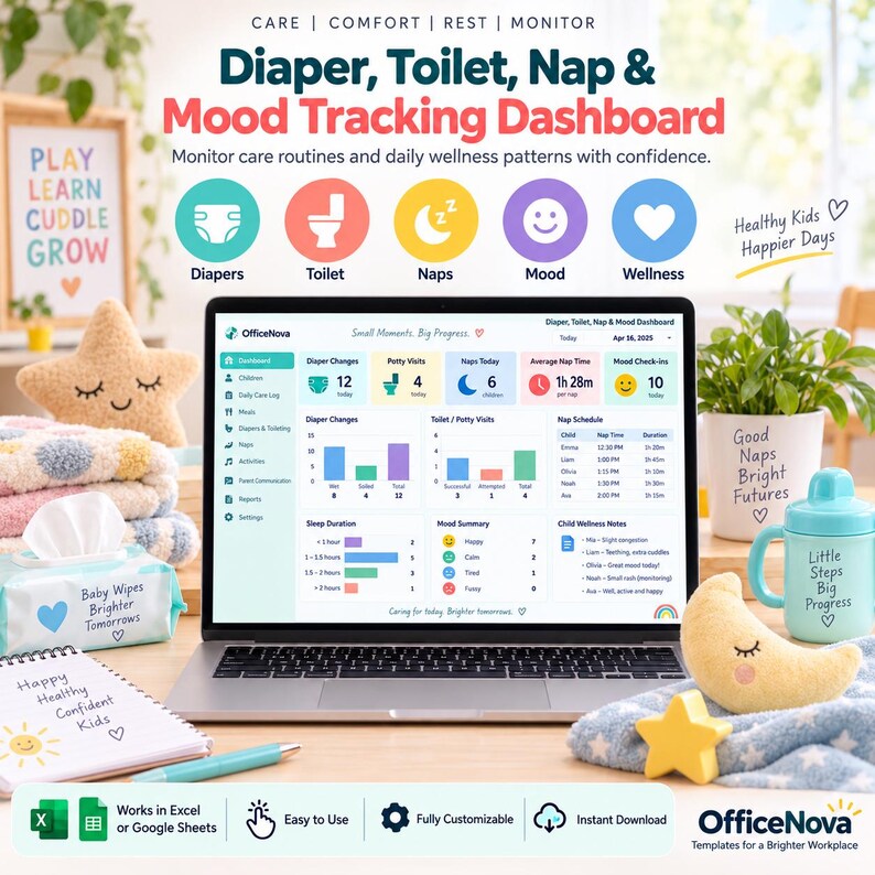 Daycare Daily Report Spreadsheet, Childcare Feeding Activity Tracker ...