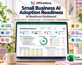 Small Business AI Readiness Assessment | Excel Dashboard & 90-Day Roadmap (Digital Download)