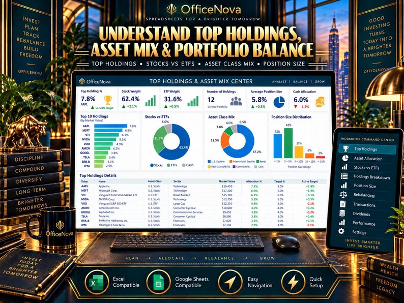 Stock Portfolio Tracker Spreadsheet, ETF Investment Tracker, Asset ...