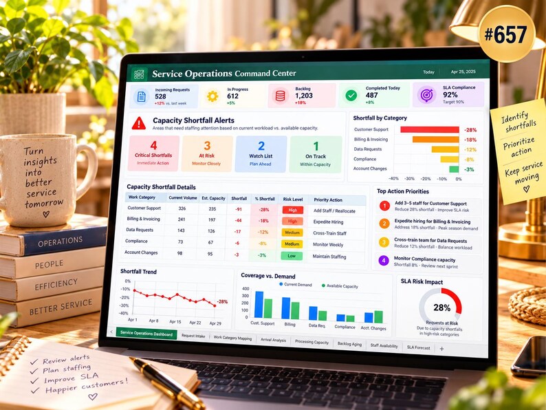Operational Control Dashboard Service Operations Queue Management Excel Template | Backlog Tracker ...