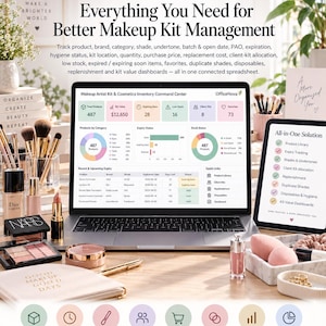 Make-up-Artist-Kit-Tracker, Kosmetik-Verfallsdatum- und Farbtonverwaltung (Excel-Vorlage)