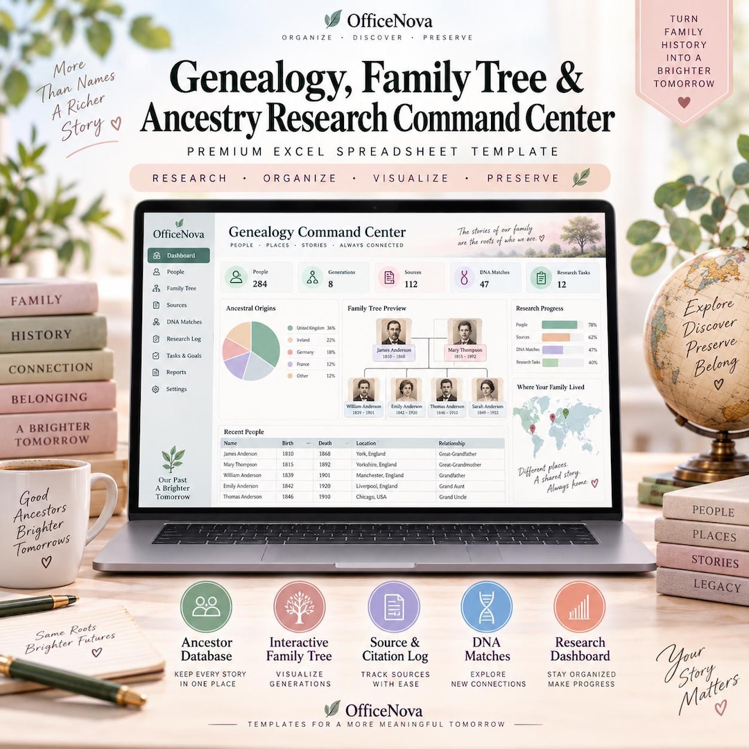 Genealogy Excel Template Family Tree DNA Match Research Tracker genealogy-excel-template-family-tree-dna-match-research-tracker