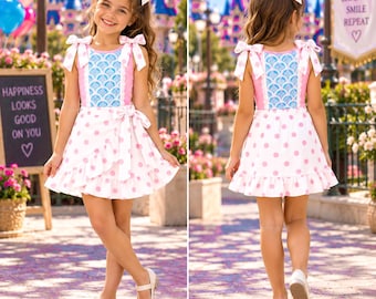 Toy Story Bo Peep Girls Skirt Set, Bo Peep Inspired Bow Outfit, Pink Polka Dot Kids Dress, Toy Story Birthday Outfit