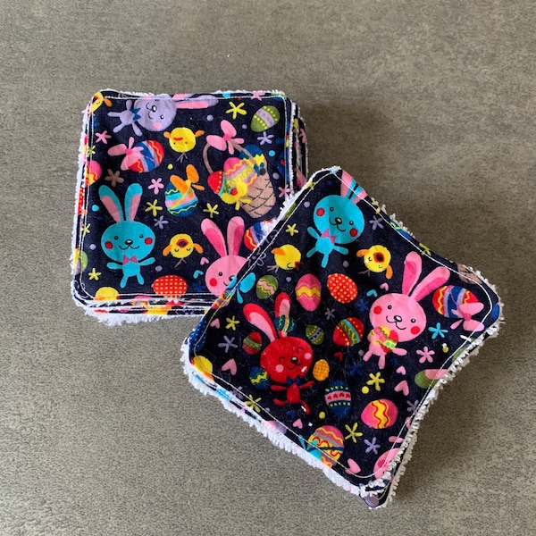 Easter Face wipes, reusable face wipes, rabbit face wipes, Easter egg face wipes, Easter gift for her, Easter Make up wipes, Cotton pads