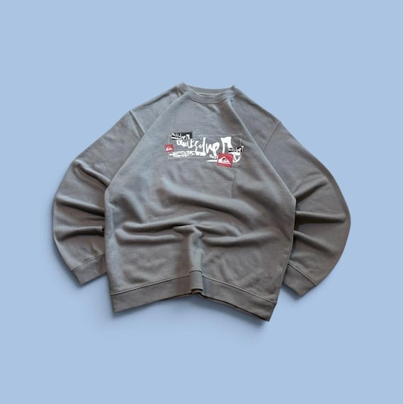Quiksilver, Vintage 00s Quiksilver Sweatshirt Grey Graffiti Script Logo Crewneck Surf Mens L